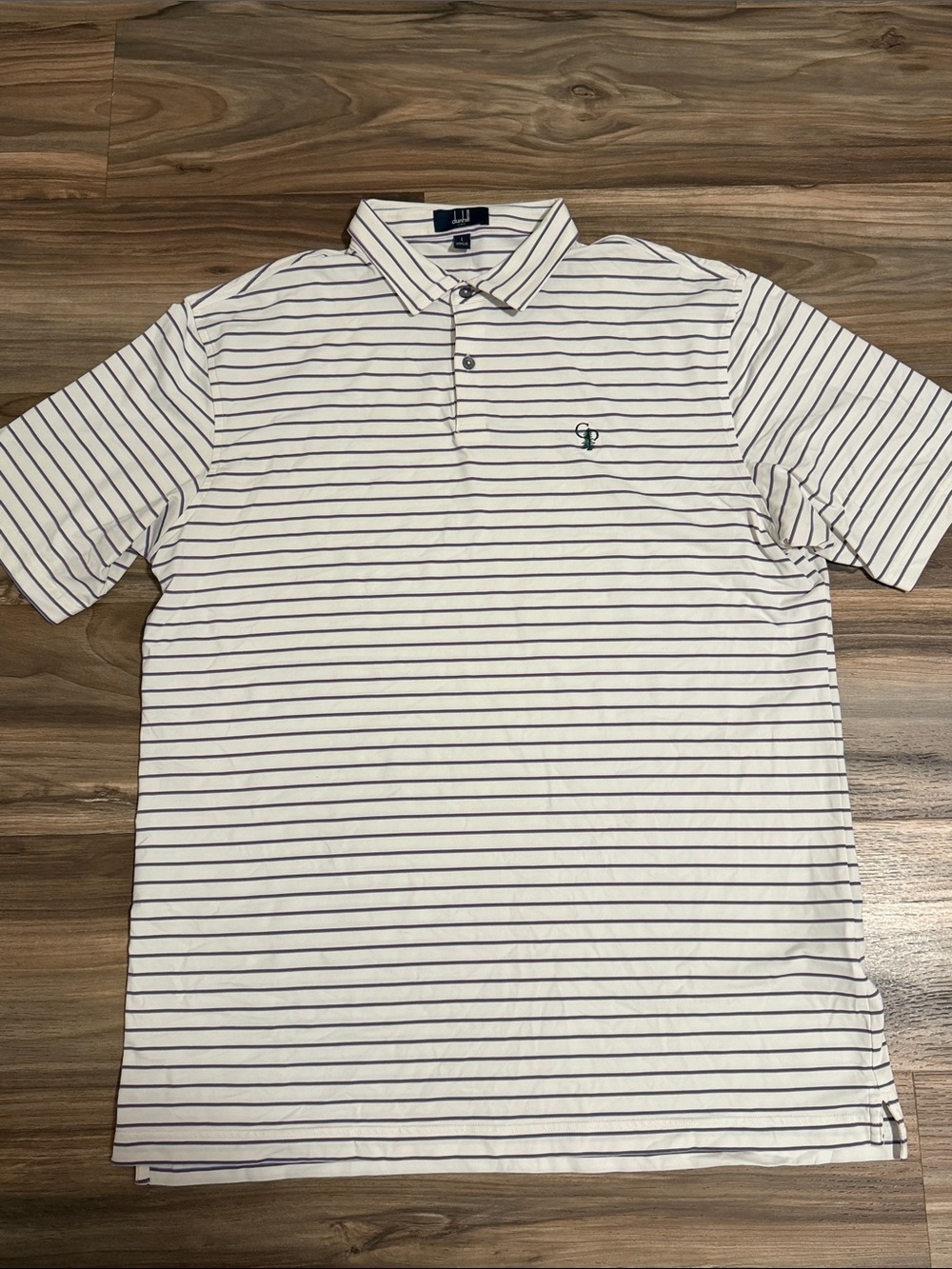 Calusa Pines Golf Club x Dunhill Links Men L White Striped Golf Polo Shirt